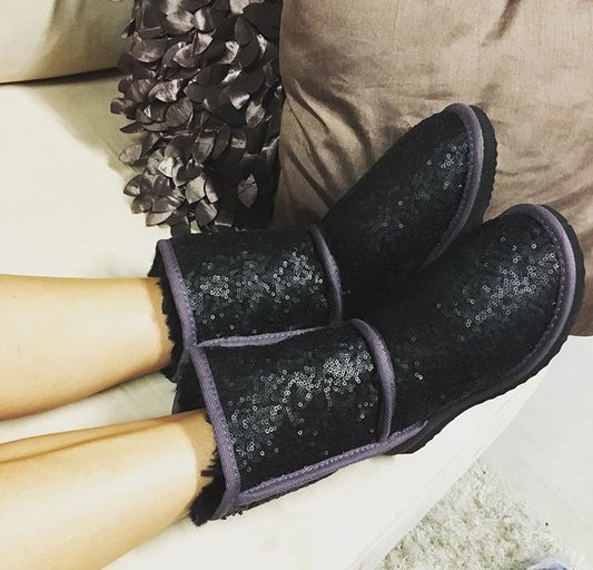 Short Glitter Matte Black & Raisin